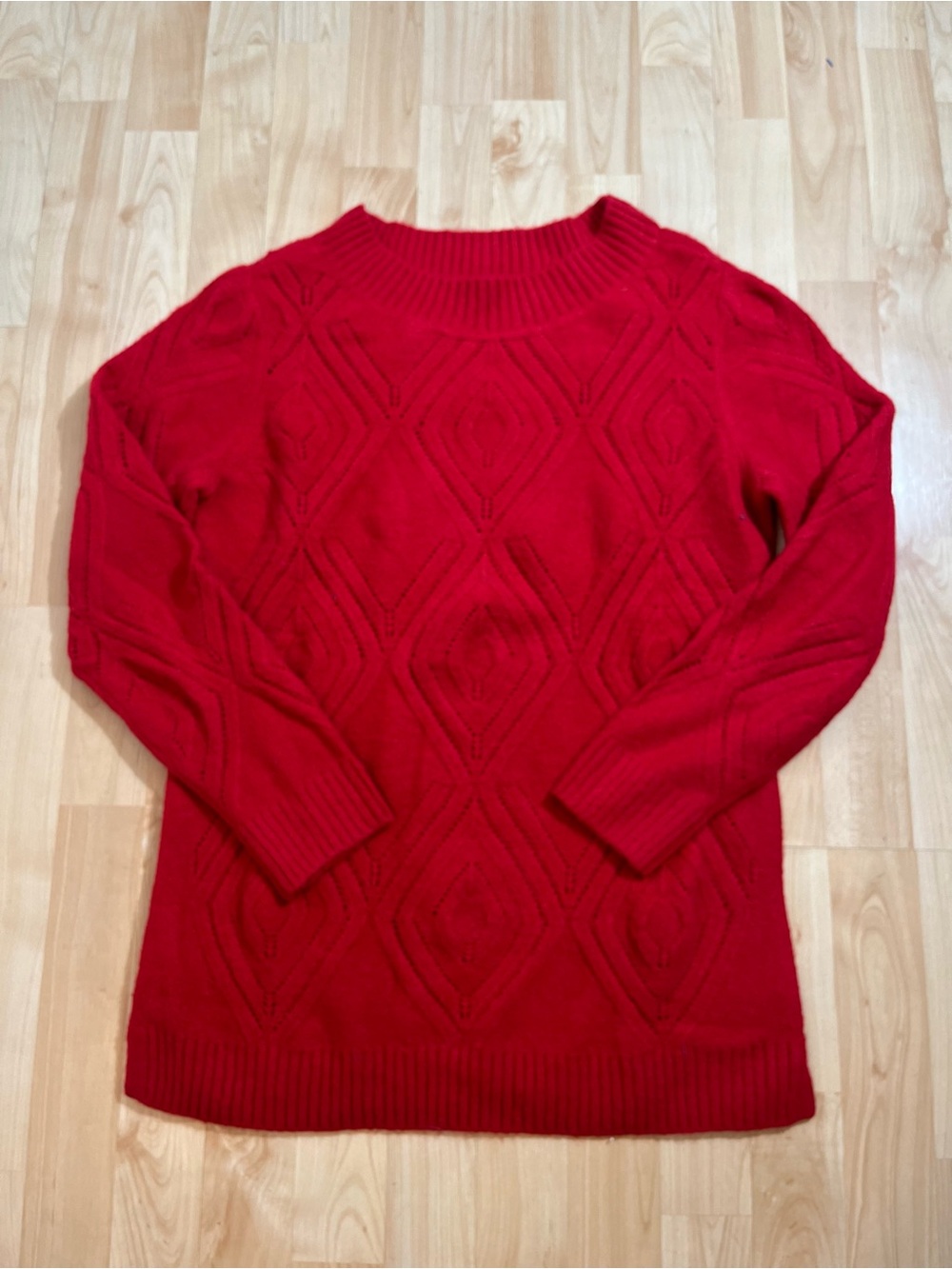 Talbots Womens textured diamond cable knit sweater red medium